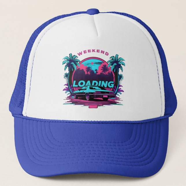 Casquette Weekend Chargement Retro Sunset Trucker Chapeau -  (Devant)