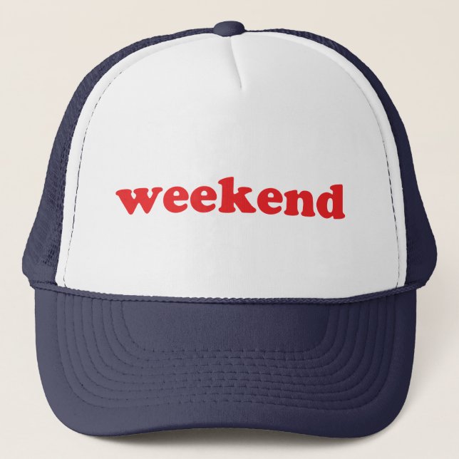 Casquette Weekend rouge gris moderne typographie fun cool dr (Devant)