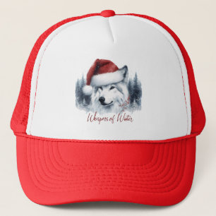Casquette Whispers d'hiver - Wolf aquarelle à Santa Hat