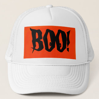 Casquette White Boo ! Trucker Hat en orange et noir design.