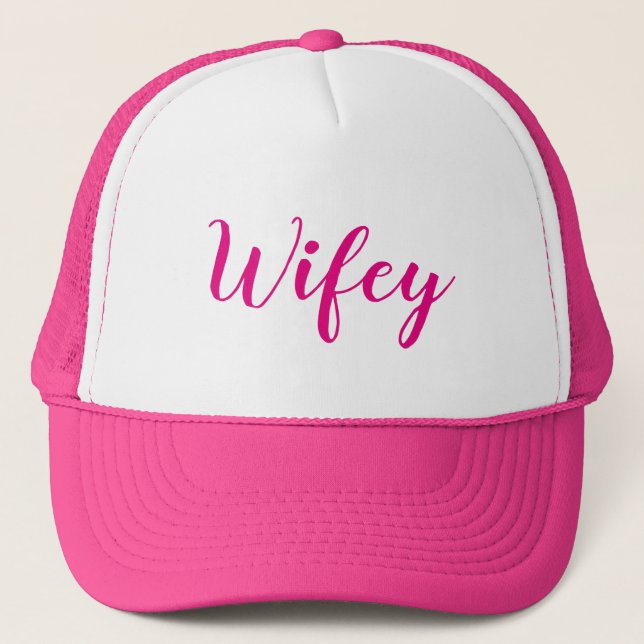 Casquette Wifey. Rose et blanc (Devant)