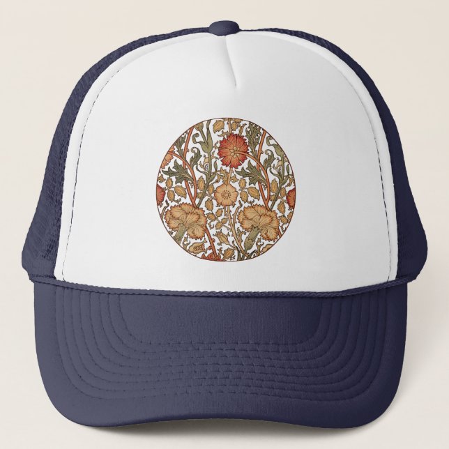 Casquette William Morris Rose Flower Fond d'écran Motif (Devant)