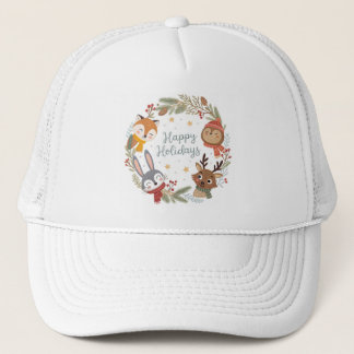 Casquette Woodland Friends Happy Holidays Circle