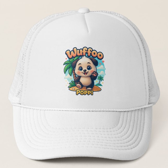Casquette Wuffoo Poppi Cute Kawaii Puppy Tropical Island  (Devant)