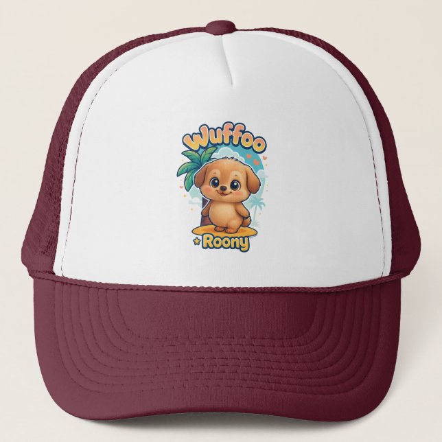 Casquette Wuffoo Roony Cute Kawaii Puppy Tropical Island (Devant)