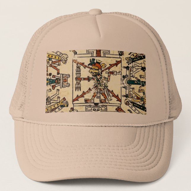 Casquette Xiuhtecuhtli Aztec Dieu de la mort (Devant)