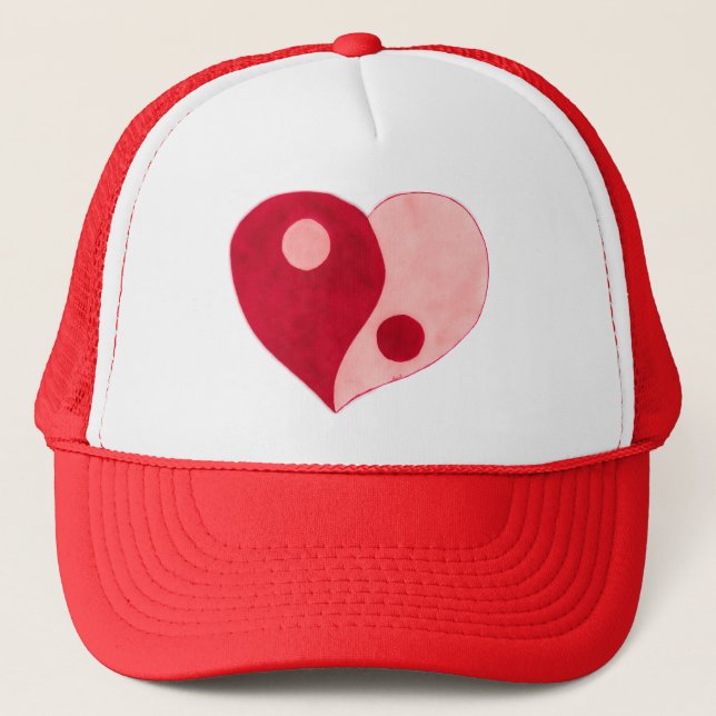 Casquette Yin Yang Heart (Rouge/Rose) (Devant)