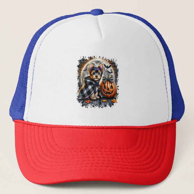 Casquette Yorkie Chien Carré d'Halloween (Devant)