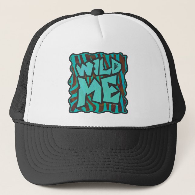 Casquette Zebra Brown et Turquoise Wild Me Design (Devant)