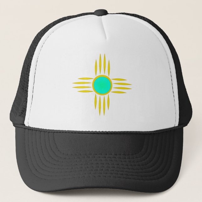 Casquette Zia jaune avec centre Turquoise (Devant)