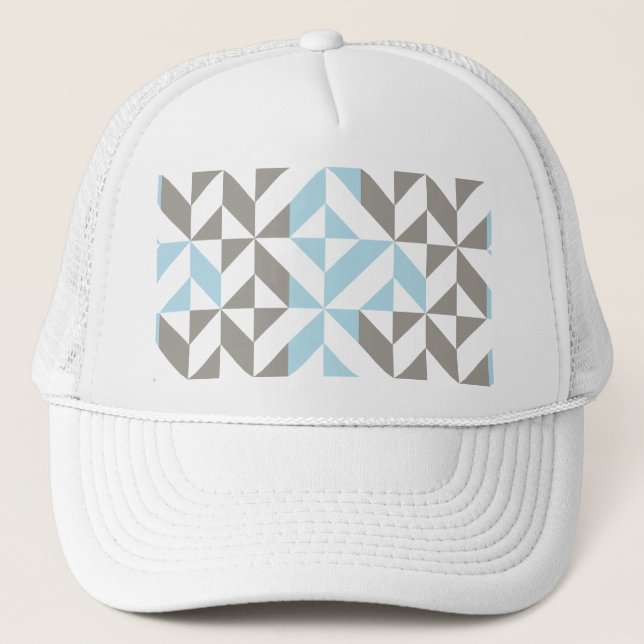 Casquette ZigZag géométrique bleu et argent (Devant)