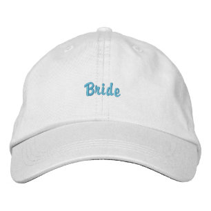 Casquettes de baseball de mariée en texte bleu