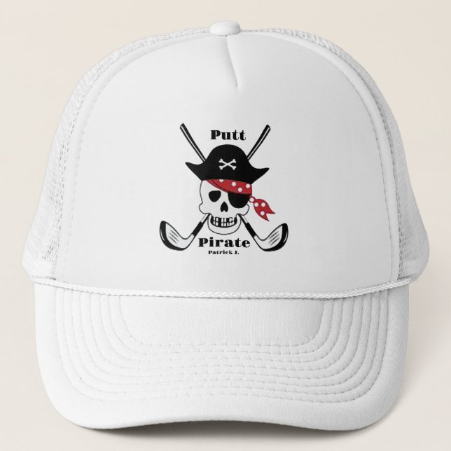 Casquettes de golf cool, Putt Pirate Golf Thème Go (Devant)