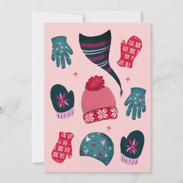 Casquettes d'hiver et carte de Noël Mittens (Devant)