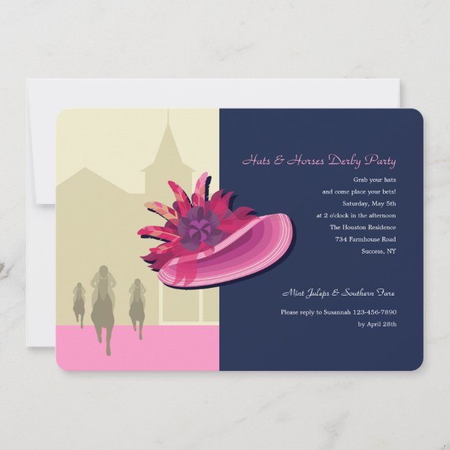 Casquettes et chevaux 2 invitations de Derby (Devant)