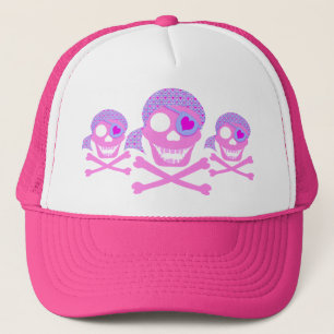 Casquettes roses de crâne de pirate