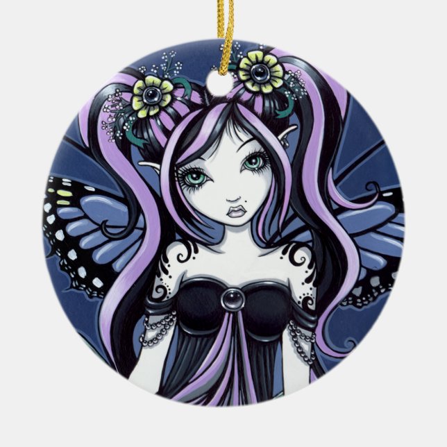 "Cassandra" Gothic Tattoo Flower Fairy Ornament (Front)