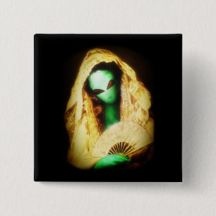 Cassatt Bonnet on Kitten 2 Inch Square Button