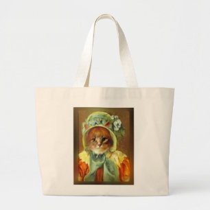 Cassatt Bonnet on Kitten Large Tote Bag
