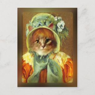 Cassatt Bonnet on Kitten  Postcard
