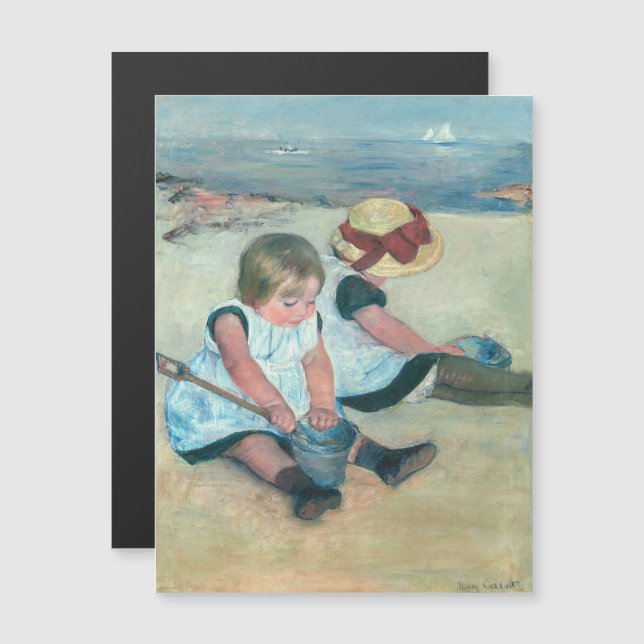 Cassatt - Children Playing on Beach Magnetic Card (Front/Back)