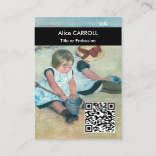 Cassatt - Children Playing on the Beach - QR Code Business Card
