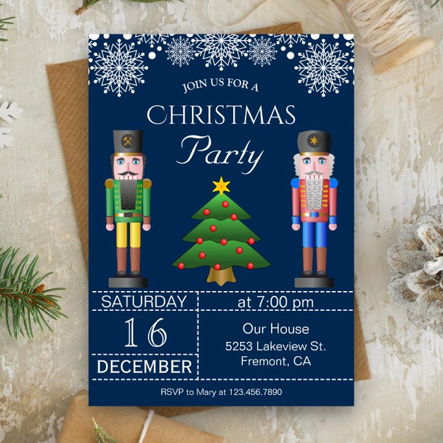 Casse-bec | Invitation de la fête de Noël bleu mar (Créateur téléchargé)