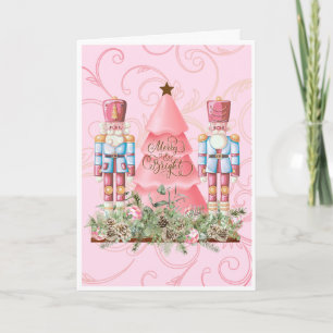 Casse-noisette rose et carte de Noël en arbre
