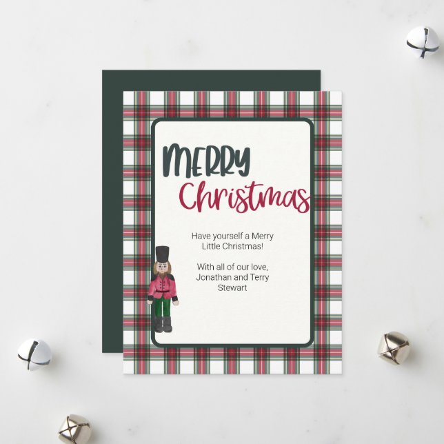 Casse-noix de la carte de Noël sur Rouge et Vert P (Devant/Arrière en situation)