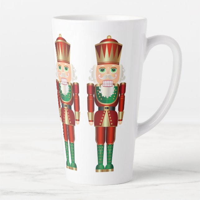 Casse-noix rouge vert et or Latte Mug (Droite)