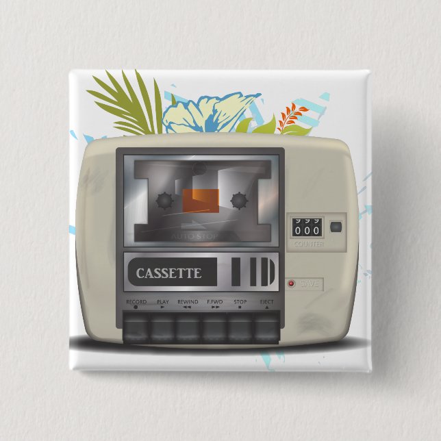 Cassette Deck 2 Inch Square Button (Front)