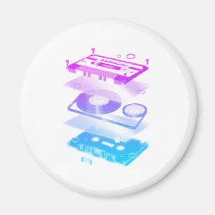 Cassette Explosion View - Music Tape Retro DJ Magnet