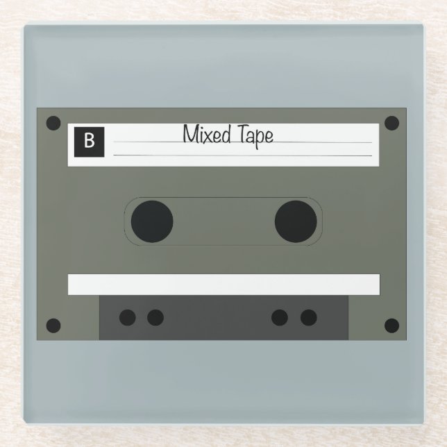 Cassette, Mixed Tape Glass Coaster (Front)