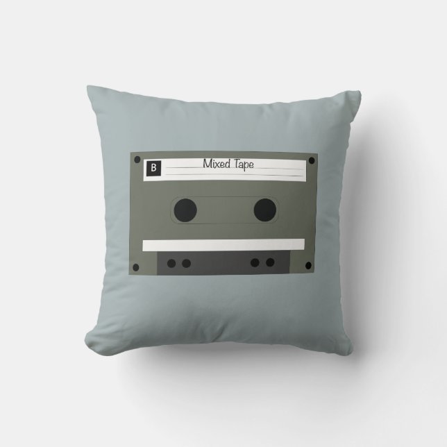 Cassette, Mixed Tape Throw Pillow (Front)
