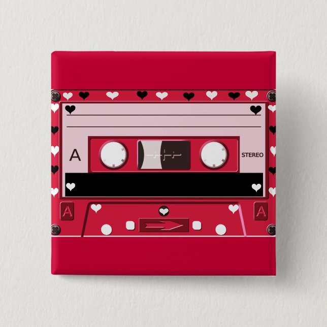 Cassette of love_ 2 inch square button (Front)