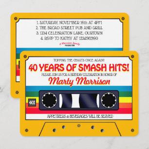 Cassette rétro des années 80 Invitation fête d'ann