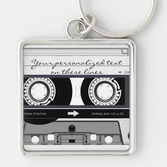 Cassette tape - black - keychain (Front)