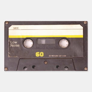 Cassette Tape Black Rectangular Stickers