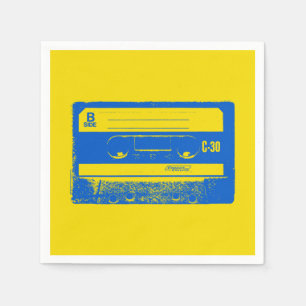 Cassette Tape Blue & Yellow Napkin