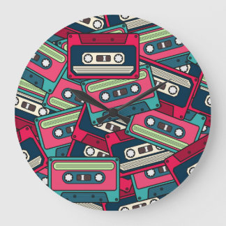 Cassette Tape: Colourful Irregular Pattern. Large Clock
