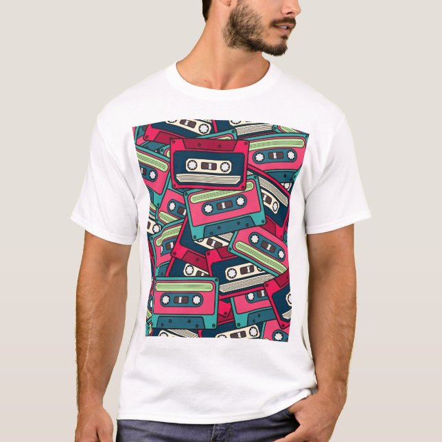 Cassette Tape: Colourful Irregular Pattern. T-Shirt (Front)