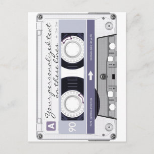 Cassette tape - grey - postcard