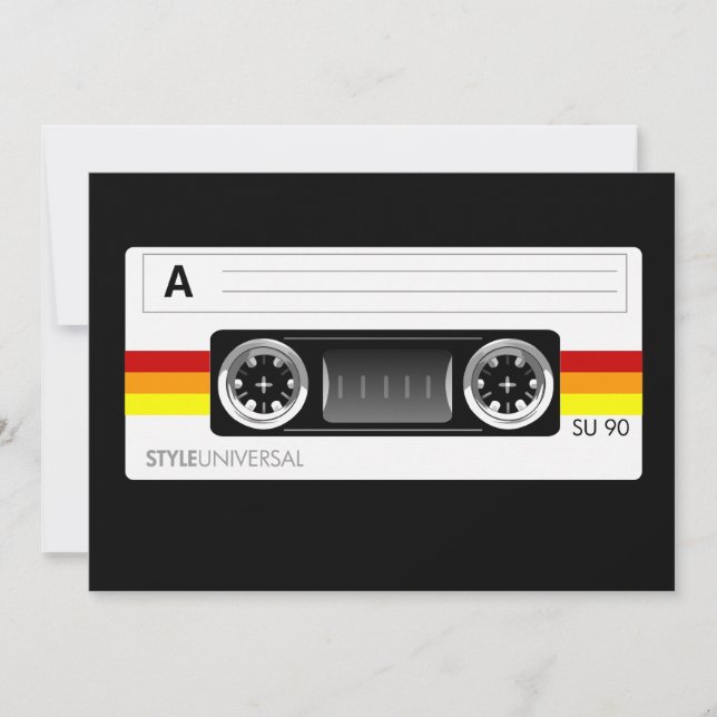 Cassette tape label invitation (Front)