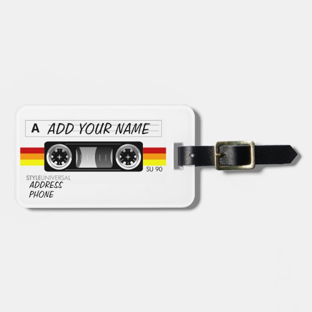 Cassette tape label luggage tag (Front Horizontal)