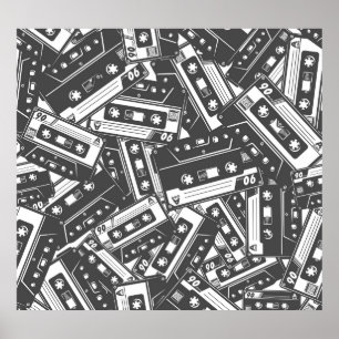 Cassette Tape: Monochrome Vintage Pattern Poster