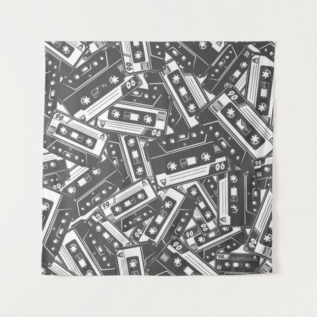 Cassette Tape: Monochrome Vintage Pattern Tapestry (Front)