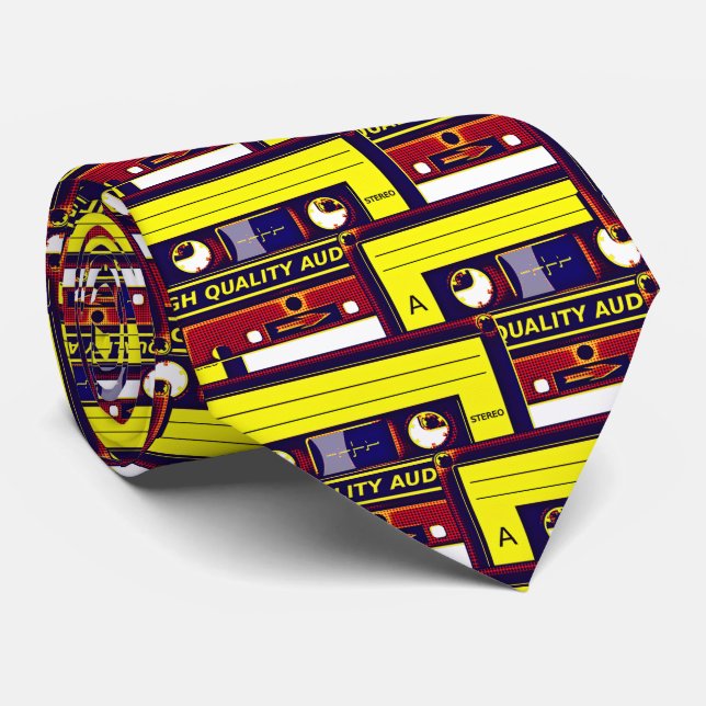 Cassette Tape Necktie – Retro Rewind Vibes (Rolled)