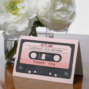 Cassette Tape Pink Retro Birthday Party Thank You Card