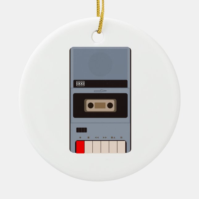 Cassette Tape Recorder Ceramic Ornament (Front)