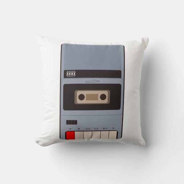 Cassette Tape Recorder Throw Pillow (Front)